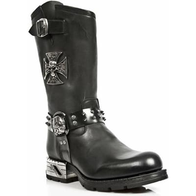 New Rock heren zwart lederen gotische cowboylaarzen - MR030-S1
