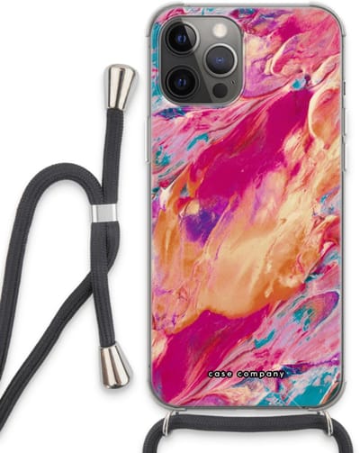 Case Company® - Hoesje met koord geschikt voor iPhone 13 Pro Max hoesje met Koord - Pastel Echoes - Telefoonhoesje met Zwart Koord - Bescherming aan alle Kanten en Over de Schermrand
