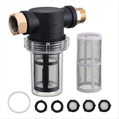 Daity Een tuinslangfilter - geschikt voor het filteren van sediment uit het inlaatwater van hogedrukreinigers - 40 mesh (zwart)