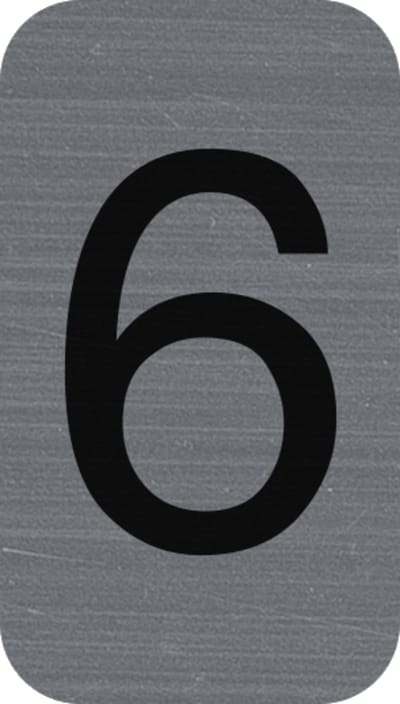 Exacompta Zelfklevend plaatje in imitatie aluminium Cijfer 6 - 2,5x4,4 cm - Grijs - 67186E