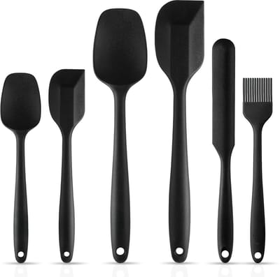 House of Husk Siliconen Spatel Set - Keukenspatel - Keukengerei set - Hittebestendig - Vaatwasserbestendig - BPA vrij - Voordeelset 6 stuks - Anti-aanbak - Zwart