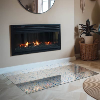 Coloray Vloerplaat Houtkachel - Plaat voor Onder Houtkachel - 120 cm x 80 cm - Open Haard Accessoires - Wit Vloerplaat Kachel - Plaat Kachel - Plaat onder Houtkachel - Kachel Onderplaat - Onderplaat