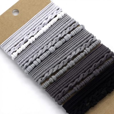 Wit grijs zwart haar elastiekjes set – haarbandjes – dames heren – 20 stuks – elastische antislip haar elastiek – diverse gevlochten en gladde stijlen – meerkleurige elastiek set