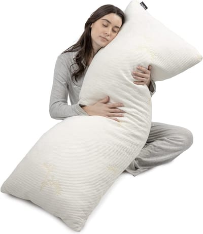 Zijslaapkussen met Versnipperd Traagschuim - Zwangerschapskussen - Ultrazachte Bamboo Kussensloop - XL 50 x 137 cm - Oeko-Tex Certificaat