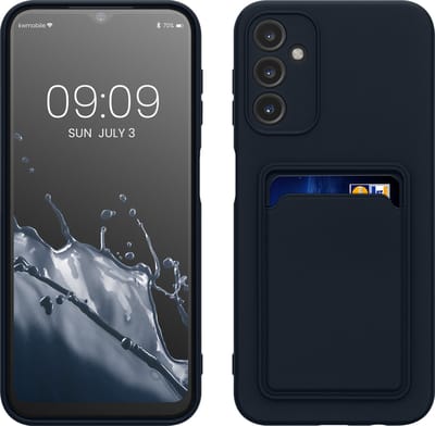 kwmobile telefoonhoesje geschikt voor Samsung Galaxy A14 5G - Hoesje met pasjeshouder - TPU case in donkerblauw