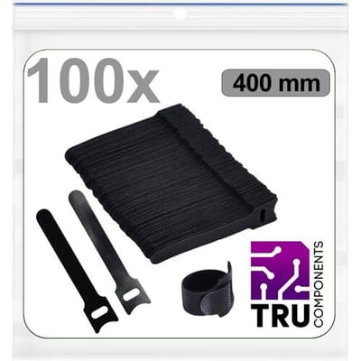 TRU COMPONENTS T24CA100 Klittenband kabelbinder Om te bundelen Haak- en lusdeel (l x b) 400 mm x 16 mm Zwart 100 stuk(s)