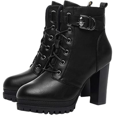 Herfst Dames Platform Schoenen Nieuw Plus Fluwelen Chunky Hak Hak Enkellaarsjes voor Dames Winter Houd Warm Dames Korte Laarzen 40