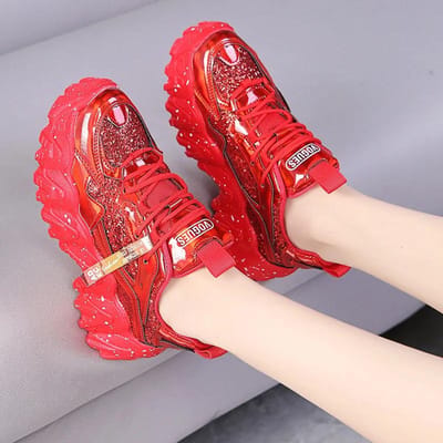 Dames Casual Sneakers Reflecterende Designer Tenisschoenen voor Dames Merk Fashin Platform Schoenen Basket Sport Femme Wandelschoenen 38 red