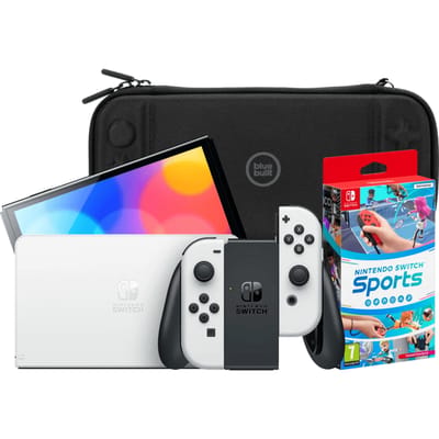 Nintendo Switch OLED Wit + Nintendo Switch Sports + BlueBuilt Beschermhoes