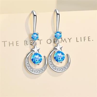 Nieuwe 925 Sterling Zilveren Dames Oorhaak Oorbellen Hanger Mode Hoge Kwaliteit Mode Een Paar Ster Mythe Maan Oorbel Sieraden Cadeau