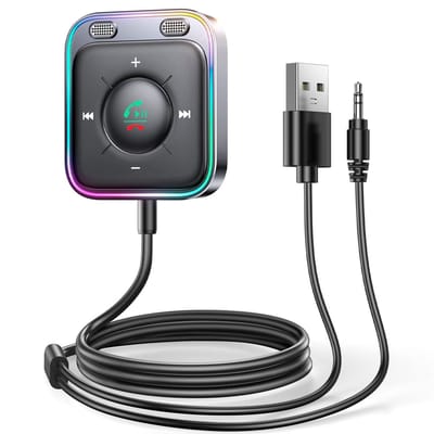 Ynkkvre -Bluetooth 5.3 - Aux Bluetooth Adapter - Hi-Fi Stereo Audio Voor Auto En Oudere Luidsprekers - 1 Stuks - Voor Muziekstreaming En Rijden Zwart