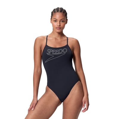 Speedo Dames Badpak Endurance+ Logo Thin Strap Zwart/Wit