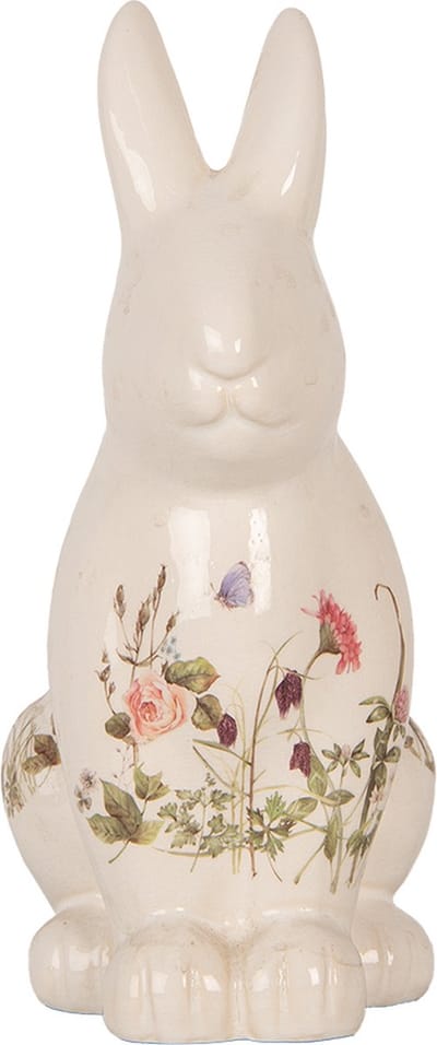 Clayre & Eef Decoratie Beeld Konijn 16x12x28 cm Beige Keramiek
