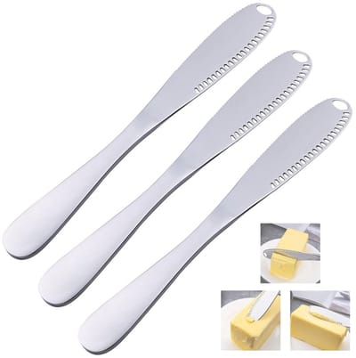 Dailygoods- Botermes Multifunctioneel - Roestvrij Staal - Vaatwasmachinebestendig - Drie-in-één Functie - Ergonomisch Ontwerp - Perfect voor Kaas en Boter - Kaasmessen
