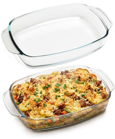 Cosy & Trendy Ovenschaal - 2x - 33 x 21 cm - van glas - braadslede - 2.3 liter - Ovenschotel schalen
