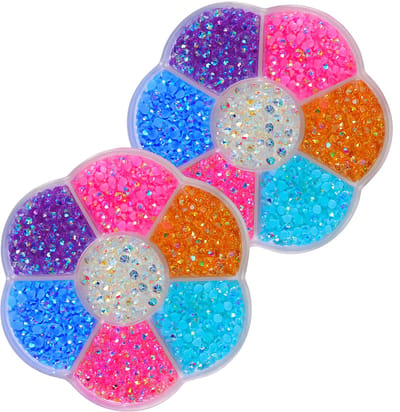 YUBBI Nagel 3D Glitter en Figuur Carousel - Nail Art Set - Nagelsteentjes - Strass - Strikjes - Parels - 2 Stuks - Nr. 12 Sassy Strass