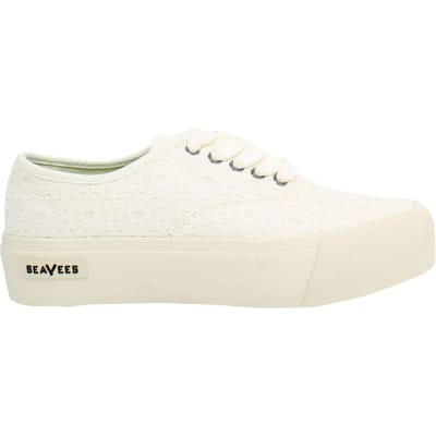 Seavees Legend Platform Borduur Dames Witte Schoenen