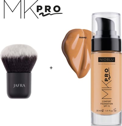 NIOBLU - MKPro - Confort - Foundation - SPF15 - Honey - met - Kabuki - kwast