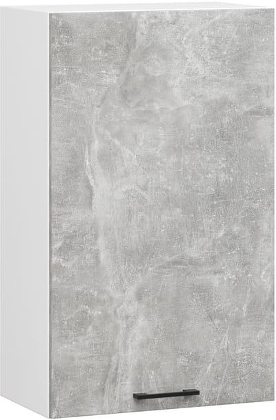 Keukenkast modulaire OLIWIA W50 met 1 Deur / Hangkast / Bovenkast / AKORD Furniture Factory / Wit – Beton Grijs / 50 x 72 x 30 cm