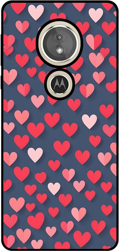 Smartphonica Telefoonhoesje Geschikt voor Motorola Moto E5 / Moto G6 Play met Roze en Rode Hartjes Opdruk - TPU Backcover Case With Rosé and Red Heart Design geschikt voor Motorola Moto E5;Motorola Moto G6 Play
