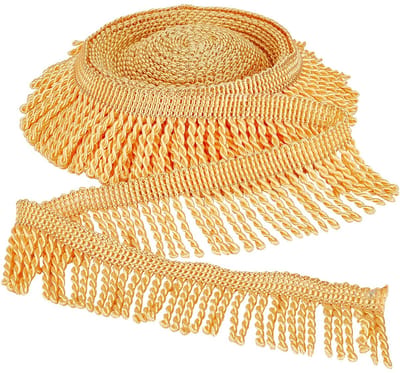 Solidchoice - Dailygoody - PandaHall Fringe Trim - 10 meter Bullion Gordijn Franjes - Helder Goud - Versieringen voor Woondecoratie - Geschikt voor Ambachten -