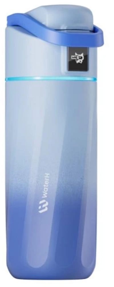 WaterH BOOST Kids - Stalen Drinkfles voor Kinderen met Herinnering om Water te Drinken - Waterfles voor Kinderen - Dubbelwandige & Isolerende stalen drinkfles - Wijde opening & Lekvrij - 475ml - Morpho Blue