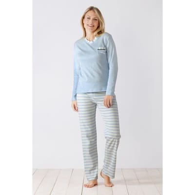 Hajo - Dames pyjama - Katoen interlock - Lichtblauw - Maat 44/46