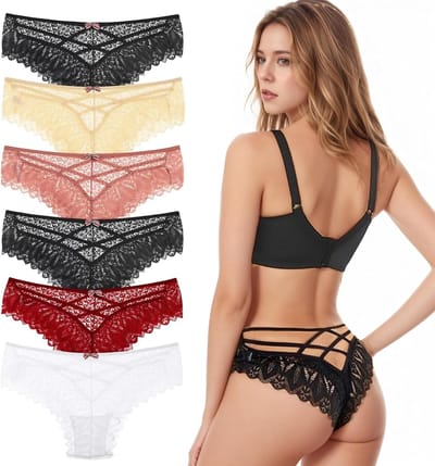 Lace Briefs voor Dames in Multicolor - Comfortabele Ondergoed Set, Maat M, Ademend en Stijlvol