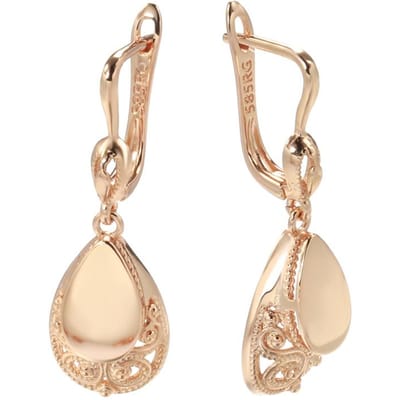 Boucles d'oreilles pendantes brillantes à la mode pour femmes Or rose Simples Eau Rétro Boucles d'oreilles pendantes Ethnique Mariée Bijoux de mariage beige