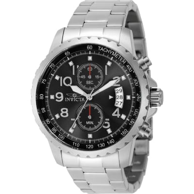 Invicta Specialty 69789 Herenhorloge - Quartz Uurwerk - Staal met Zwarte Wijzerplaat - 47 mm