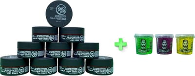 10-pack Voordeelbundel Red One Aqua Hair Wax Quicksilver Grijs 150ml + 3 stuks Topkwaliteit Ottoman Ultra Strong Hair Gel 150ml - RedOne - Extra voordelig - Haargel - Haarwax - Sterke Hold - Kapperskwaliteit