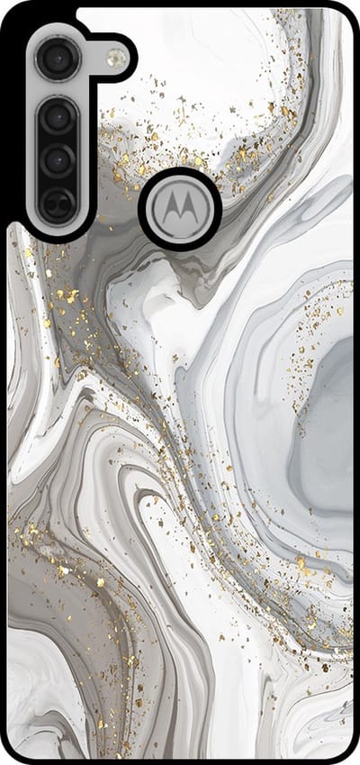 Smartphonica Telefoonhoesje Geschikt voor Motorola Moto G8 met marmer opdruk - TPU backcover case marble design - Zilver geschikt voor Motorola Moto G8