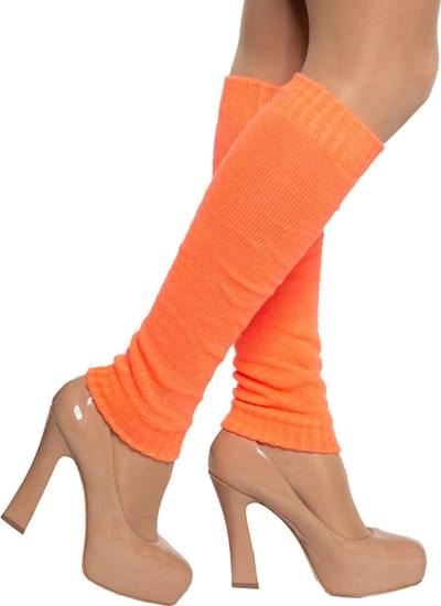 Partychimp Beenwarmers voor bij Carnavalskleding Dames Carnaval Accessoires EK Voetbal 2024 WK Voetbal Verkleedkleren Volwassenen - Neon Oranje- Katoen/Polyamide/Elastaan - One-Size