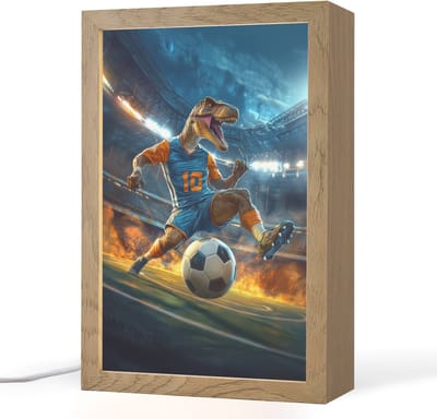 Nachtlampje 20x30 cm - Kinder lampje - T-Rex - Voetbal - Stadion - Tafellamp kinderkamer - Slaapkamer lamp - Bedlamp kinderen - Kinderlampje stopcontact - Wandlamp babykamer - Nachtlampjes