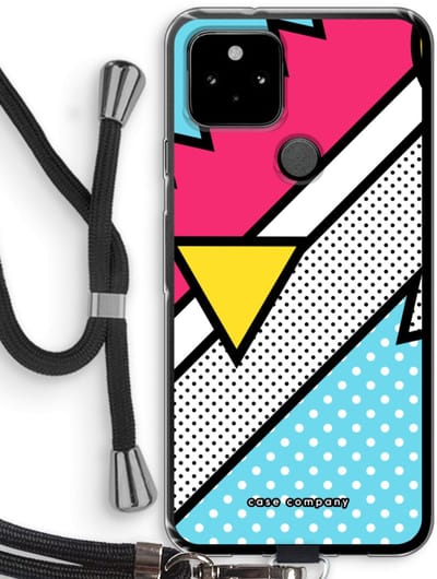 Case Company® - Hoesje met koord geschikt voor Google Pixel 5 hoesje met Koord - Pop Art #3 - Telefoonhoesje met Zwart Koord - Bescherming aan alle Kanten en Over de Schermrand