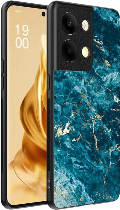 Smartphonica Telefoonhoesje Geschikt voor Oppo Reno 9 Pro Plus met marmer opdruk - TPU backcover case blue marble design - Blauw geschikt voor Oppo Reno 9 Pro Plus