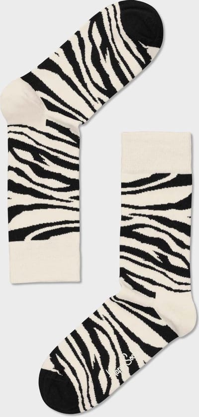 HAPPY SOCKS ZEBRA SOKKEN, ZWART/WIT maat 36 - 40