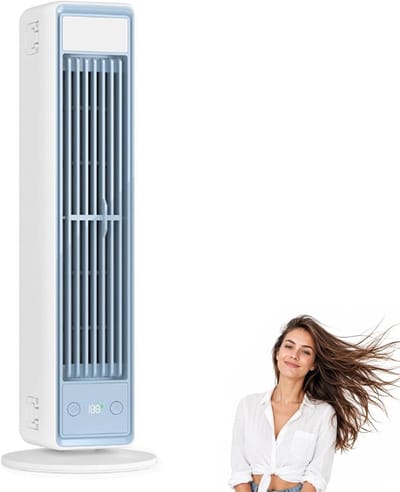LISM-Wandventilator zonder bladen, stille en energiezuinige tafelventilator met oscillatiefunctie, drie snelheden, Geschikt voor kantoren, slaapkamers en woningen (wit).