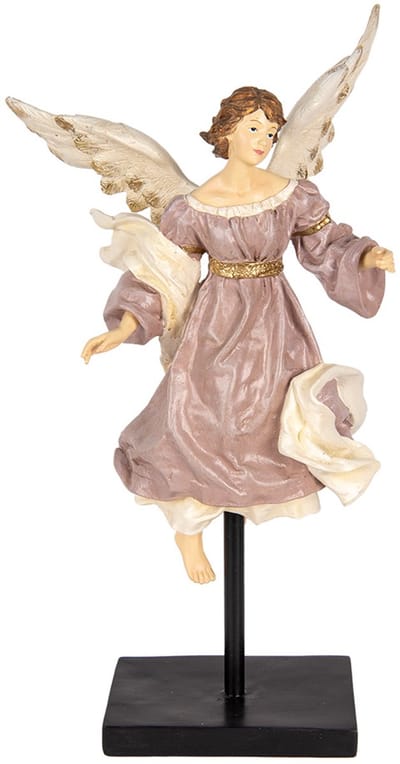 Clayre & Eef Decoratie Beeld Engel 23x21x42 cm Beige Kunststof