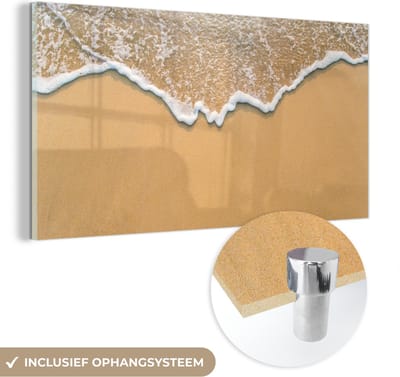 MuchoWow® Glasschilderij 40x20 cm - Schilderij acrylglas - Strand - Zomer - Zee - Foto op glas - Schilderijen