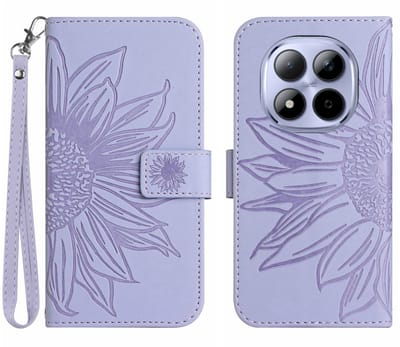 Coverup Hoesje - Geschikt voor Xiaomi Redmi Note 15 Pro 5G Hoesje - Coverup Zonnebloem Book Case met Koord - Lavendel