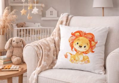 Velvet Baby Animals Collection kussenhoes - babykamer - kinderkamer - Leeuw - 45x45 cm