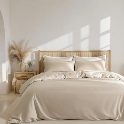 Dreamers Den Dekbedovertrek TENCEL™ Lyocell - Zand - 1-persoons (140 x 200 / 220 cm)