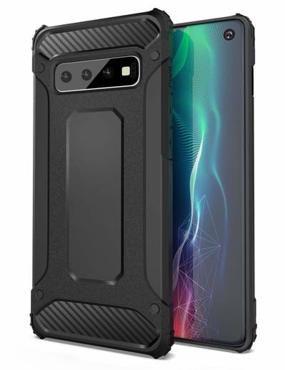 Ntech Hoesje Geschikt Voor Samsung Galaxy S10 Hybrid Armor Hoesje - Zwart