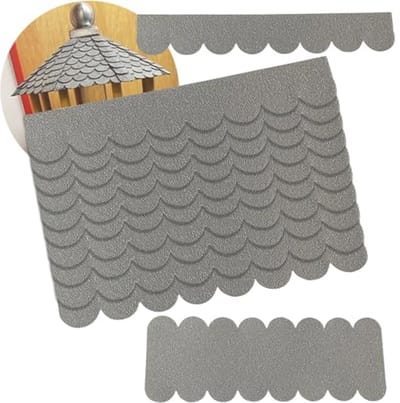 Mini dakshingles set voor vogelhuisjes en plantenlandschappen - grijs, 30 stuks