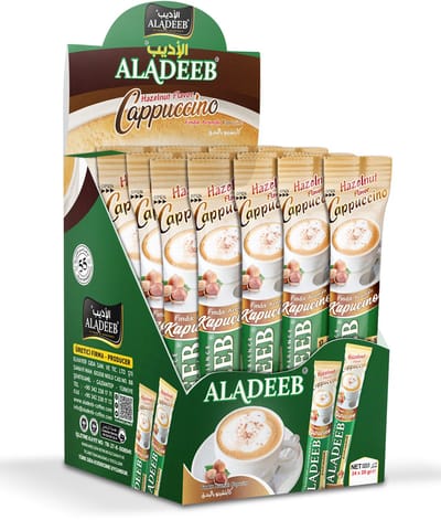 Aladeeb Premium - Hazelnoot Cappuccino Voordeelverpakking - Instant Sticks - 24 x 20 gr