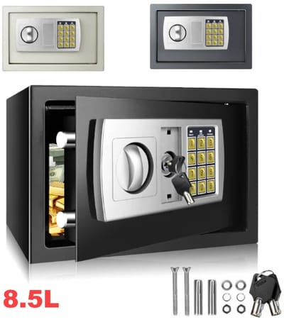 Cellista Digitale Kluis 8,5L - Brandwerende Stalen Kluis met Cijferslot en Sleutel - Elektronische Wandkluis - Inbraakwerende Geldkluis voor Thuis en Kantoor - 31 x 20 x 20 cm