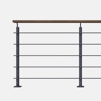 Kordo - Balustrade vlakke montage - OPALU - Antracietgrijs met Kebony handgreep - 2 m