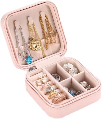 Sieradenopbergdoos voor Vrouwen, Organiser voor Sieraden, Mini Reisdoos voor Ringen, Oorbellen en Armbanden, Perfecte Sieraden Gift Box (Roze)