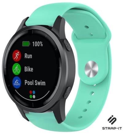 Strap-it Sport siliconen bandje - geschikt voor Garmin Vivoactive 4 45mm / Garmin Venu 2 - aqua